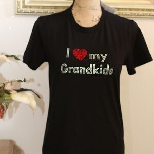 I love My Grandkids Rhinestone Fitted T-Shirt